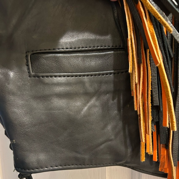 Vintage Leather Fringe Vest with Coin Buttons - Picture 3 of 8